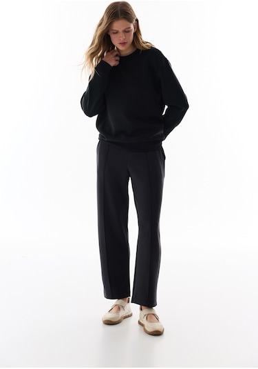 Penti Siyah Bisiklet Yaka Oversize Modal Sweatshirt