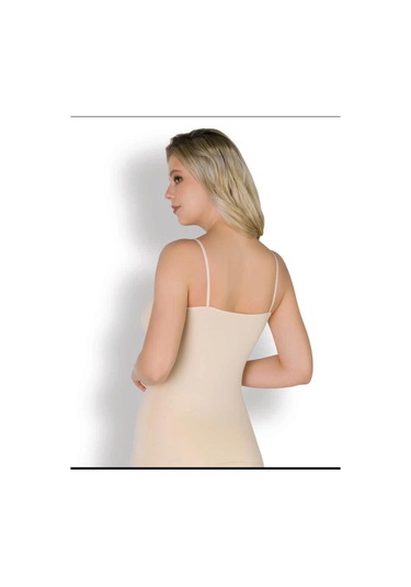 Kolcu Kadın Likralı Pamuklu İp Askılı Ten Atlet - 2501 Ten