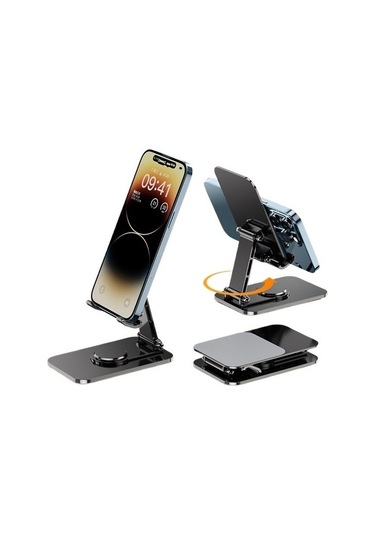 Joyhub Dönen Alüminyum Alaşımlı Tablet Telefon Kılıfı Masaüstü Standı Tüm Metal Kaymaz Ayarlanabilir Kırmızı - Siyah Var Direksiyon 05wese