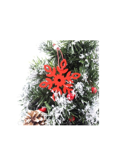 6 Adet / Takım Ahşap Kar Yılbaşı Ağacı Süsleri Beyaz