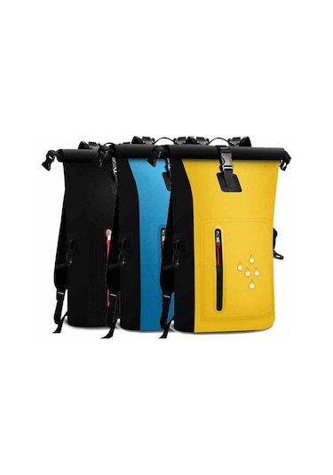 Sones 25l Su Geçirmez Sırt Çantası Su Geçirmez Reflektif Şeritli Kova Çantası Mavi