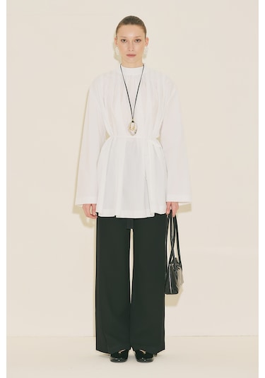 Manuka Pliseli Tunik Ekru Ss26tnk00004-02 Ekru