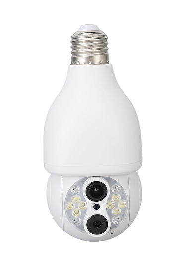 Qingmipy Güvenlik Kameralı Ampul 1080p Çift Lensli Full Hd Gece Görüşü İki Yönlü Konuşma Wifi İzleme Ac110-240v