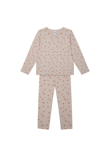 Antebies Bej Bambu Kumaş Kız Çocuk Pijama Takımı Renkli