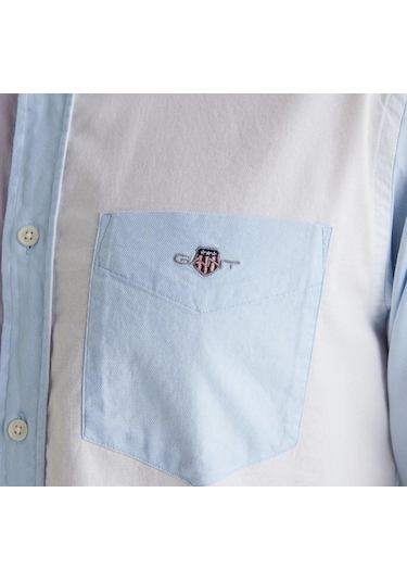 Gant Erkek Mavi Regular Fit Klasik Yaka Renk Bloklu Gömlek-mavi Mavi