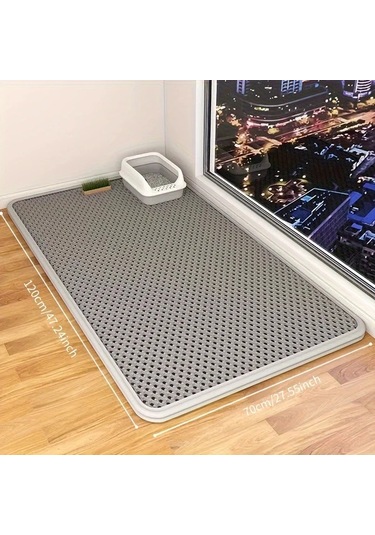 Honeybeeshop Siyah 70x120 Ekstra Büyük Çift Katmanlı Kedi Kumu Matı Eva Malzeme Sıçrama Önleyici Ve Sızdırmaz Tasarım