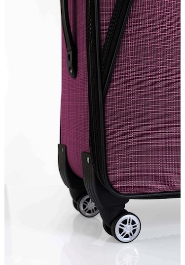 Gedox Büyük Ve Kabin Boy Valiz Seti 4 Teker Kumaş Valiz Mor 1081