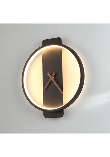 Sconce Özel Tasarım Saat Aplik Elektrik Bağlantısı Gerektirir Mat Siyah