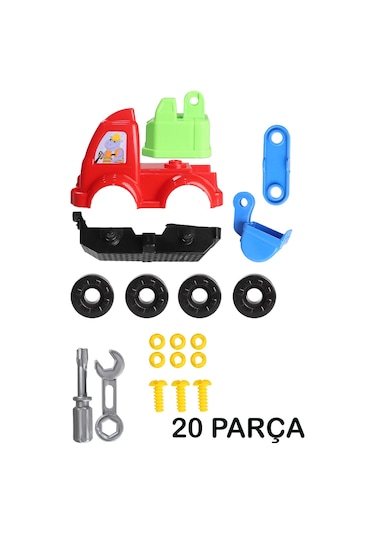 Eğitici Sök Tak Oyuncak Pilli Matkaplı 45 Parça Araç Tamir Seti Kepçe Ve Yeşil Motor