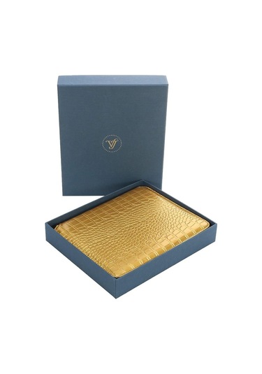 Victoria Journals Croco Zipperfolder Noktalı Organizer - Defter Altın 14.8x21cm