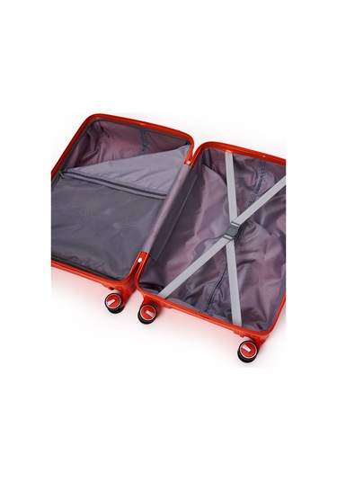 Elatae Exclusive Pro Polipropilen Kırılmaz 3'lü Valiz Seti Büyük - Kabin Boy Ve Makyaj Çantası Turuncu 5239