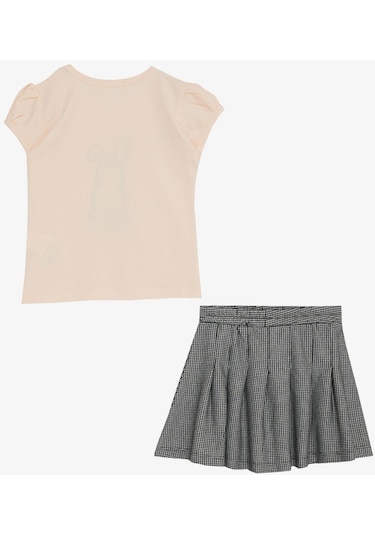 Breeze Kız Çocuk Etekli Takım Şirin Tavşancık Baskılı 3-8 Yaş, Pudra-pudra Pudra