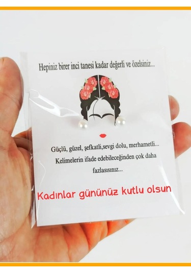 20 Adet Kuşe Kartlı İnci Küpe - Kına Hediyesi - Nikah Hediyesi - Krem