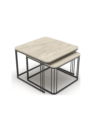 Orta Sehpa İkili Alize Traverten Bej