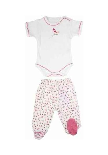1500 Littles 2li Kız Bebek Takımı Beyaz-pembe 0 Ay Beyaz -Pembe