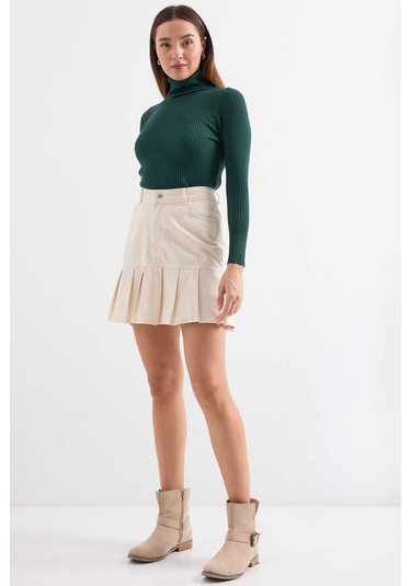 Gabria Fitilli Balıkçı Yaka Kazak Yeşil