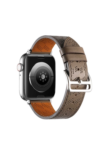 Teknocep Watch 44mm Uyumlu Krd-76 Pu Deri Kordon Strap Kayış Clo- Gri