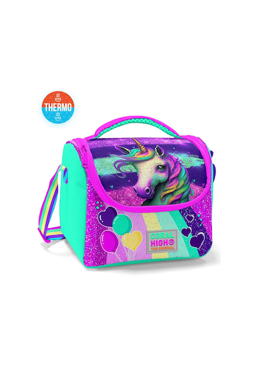 Coral High Kids Pembe Su Yeşili Unicorn Desenli Thermo Beslenme Çantası 11758