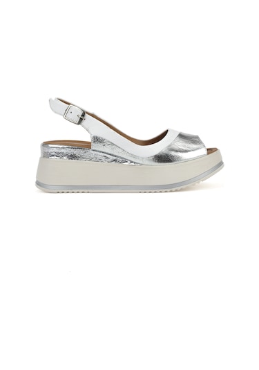 Ziya, Kadın Hakiki Deri Dolgu Topuk Sandalet 151992z50020 Beyaz 151992z50020 500 Beyaz