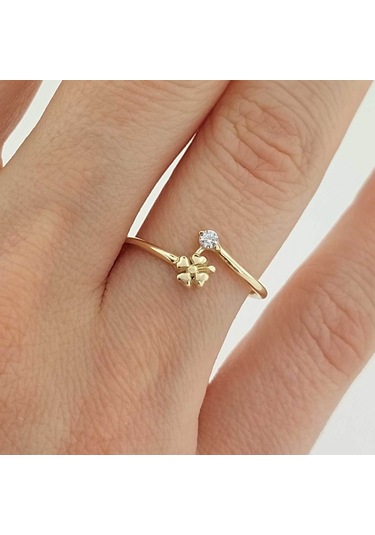 Altınbeyı Mini Taşlı Altın Yüzük 14 Ayar 1.24 Gram Abyyzk0127