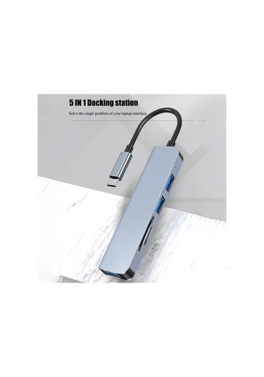 Maiyame Usb-c Çok Fonksiyonlu Hub 5-in-1: Usb3.0 + 2xusb2.0 + Tf + Sd Kart Okuyucu, 5gbps Hızlı Aktarım, Uzay Gri Model 2103t