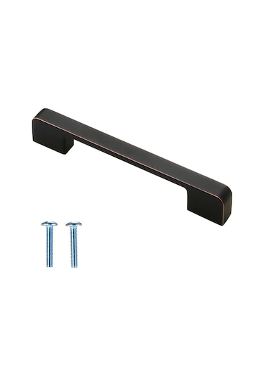 Kangvka Modern Minimalist Çelik Kapaklı Dolap Kolu, 96mm Delik Mesafesi, Siyah Kobalt Bakır Rengi, Çelik Malzeme