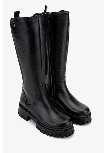 Valmenti Kadın Hakiki Deri Siyah Floter Casual Çizme 322 2251804 Bn Czm Sk24-25 Sıyah Fltr Siyah Deri