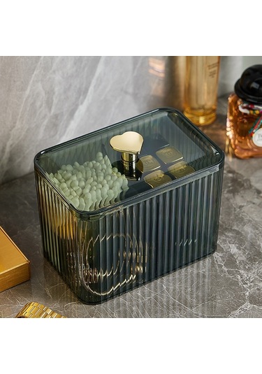 Şeffaf Yeşil Pamuklu Çubuk Kutusu, Kozmetik Pamuk Saklama Kutusu, Toz Geçirmez Ve Şeffaf A