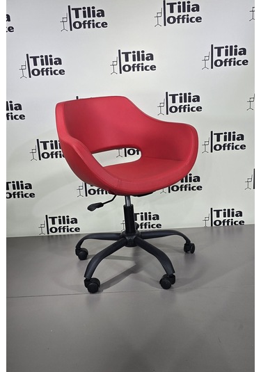 Monaco Çalışma Kesim Koltuğu Yonca Tekerlekli Siyah Ayak Kırmızı