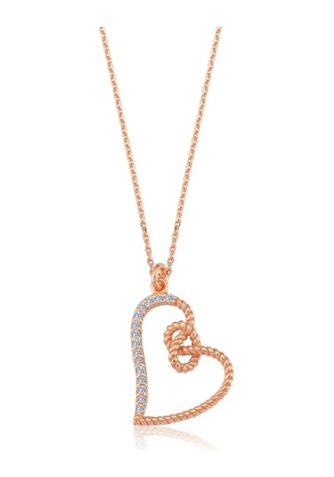 Kalbin Aşk Düğümü Rose Renk Gümüş Kolye
