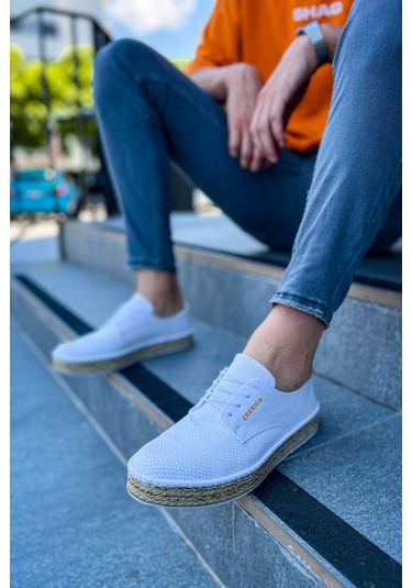 Pabucmarketi Bağcıklı Erkek Günlük Ayakkabı Beyaz Çok Renkli