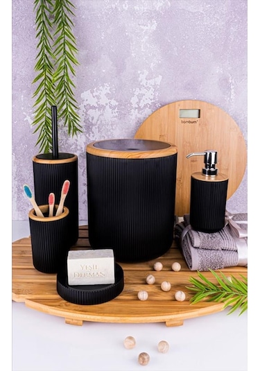 Bambum Lena - Banyo Seti Siyah 5 Parça Siyah