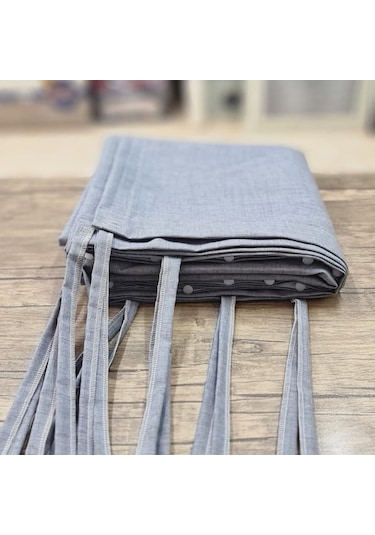 Ceylan Home Balkon Perdesi Brandası Bağcıklı Ölçü Seçenekli Düz Gri Gri