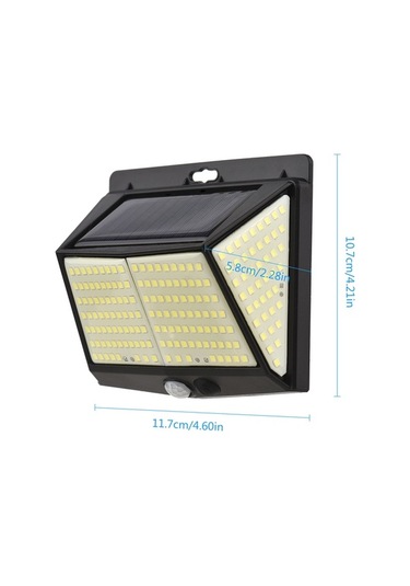 Ulzyvf 228 Led Güneş Enerjili Hareket Sensörlü Dış Mekan Lambası, 3 Işık Modlu Siyah Siyah