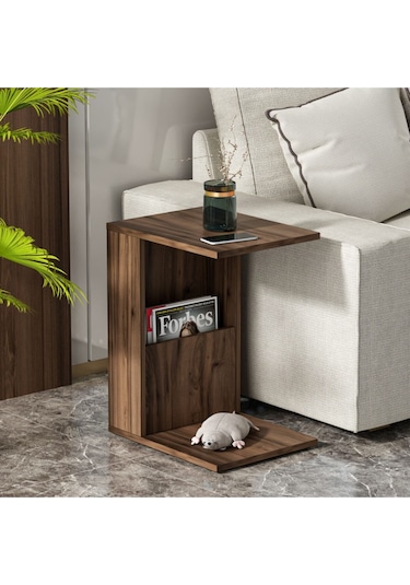 Bono Tekerlekli C Sehpa - Ceviz Ceviz