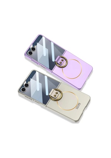 Samsung Galaxy Z Flip 7 Magsafe Uyumlu Yüzüklü Stand Kılıf - Ultra İnce Mat Tam Koruma Telefon Kılıf