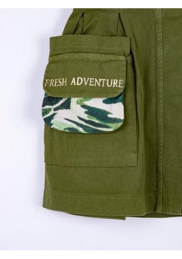 Kız Çocuk Cepli Tasarım Cep Detaylı Camping Etek-13361-yeşil Yeşil