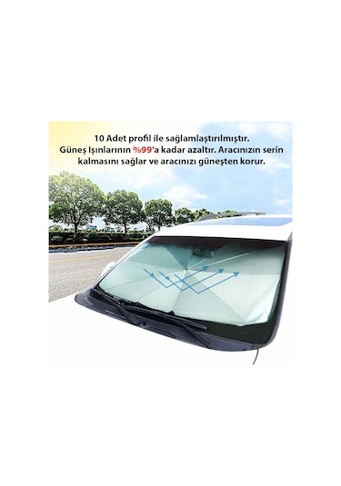 Araç Oto Katlanabilir Şemsiye Ön Cam Güneşlik 145 CM-79 CM