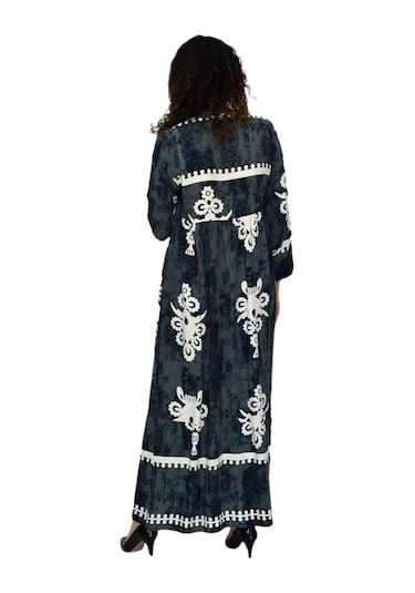 Kadın Kol Lastikli V Yaka Elbise Bgl-st04642 Yeşil