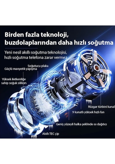 Ultra Soğutma Cx 09 Turbo Telefon Soğutucu Oyun Canlı Yayın Youtuber İçin Magsafe Mıknatıslı