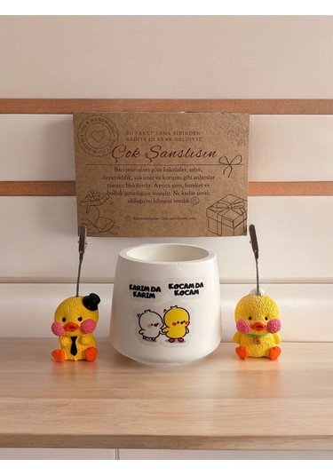 Komik Karımda Karım Kocamda Kocam Temalı Komik Karikatür Baskılı Ve Civciv Not Tutacağı Hediyelik