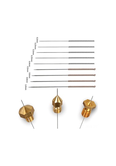Teltree 9'lu Paslanmaz Çelik İğne Seti - 0.2mm'den 1mm'ye Kadar Fdm 3d Yazıcı Nozzle Temizleme Aracı
