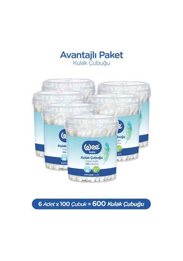 Wee Baby 100'lü Bebek Kulak Çubuğu (100x6 600 Adet)