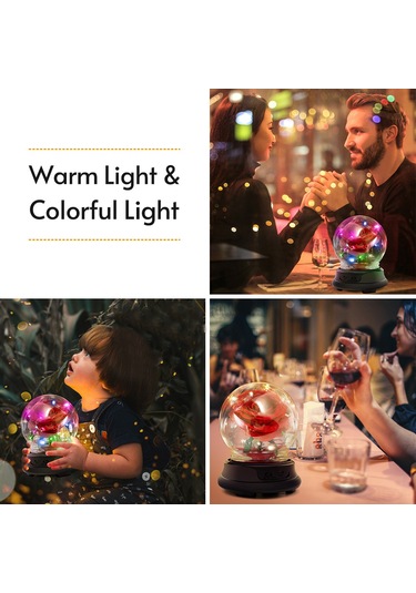 Mufunye Renkli Işık Modlu Cam Kubbede İpek Gül Gece Lambası - Çocuk Odası Dekoru Kırmızı