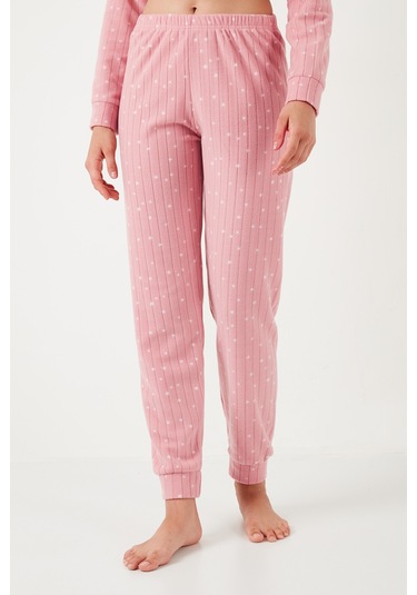 Lela Standart Fit Bisiklet Yaka Bayan Pijama Takımı 6093735 Pudra