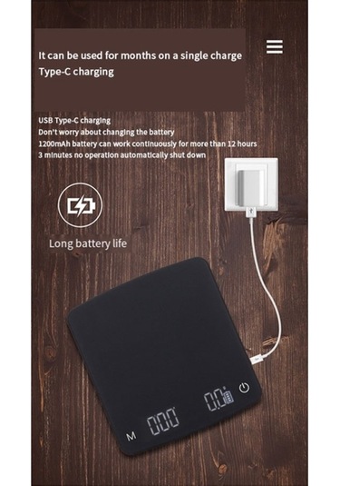 Terazi Siyah Kahve Elektronik Dökme Kahve Tartısı - Hassas Ölçüm Siyah