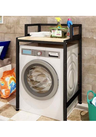 Umutpark Metal Ayaklı Çamaşır Makinası Üstü Raf. Siyah