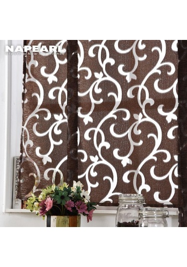 Krem 1 Adet Tül Perde Mutfak Kısa Pencere Dekoratif Mutfak Sırf Perde Roma Jakarlı Perde Oturma Odası İçin Napearl