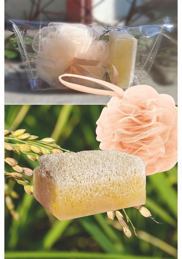 Yumuşak Dev Banyo Lifi Ve Pirinç Özlü Kabak Lifi Sabun Set