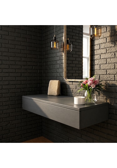 Mdf Makyaj Masası Ve Dresuar 80x30 Cm Çekmeceli Modern Tasarım Antrasit